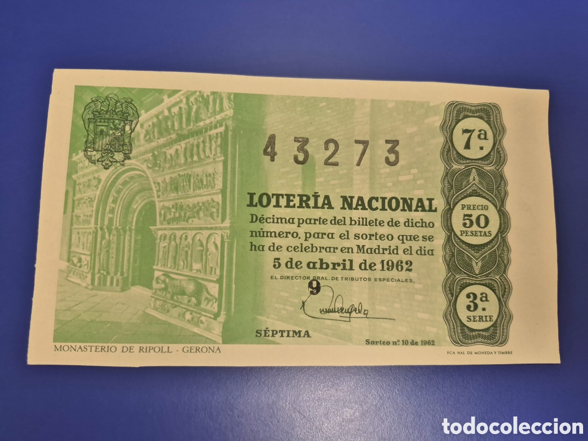 Loter&iacute;a nacional: LOTERIA NACIONAL SORTEO 10 DE 1962 SERIE 3