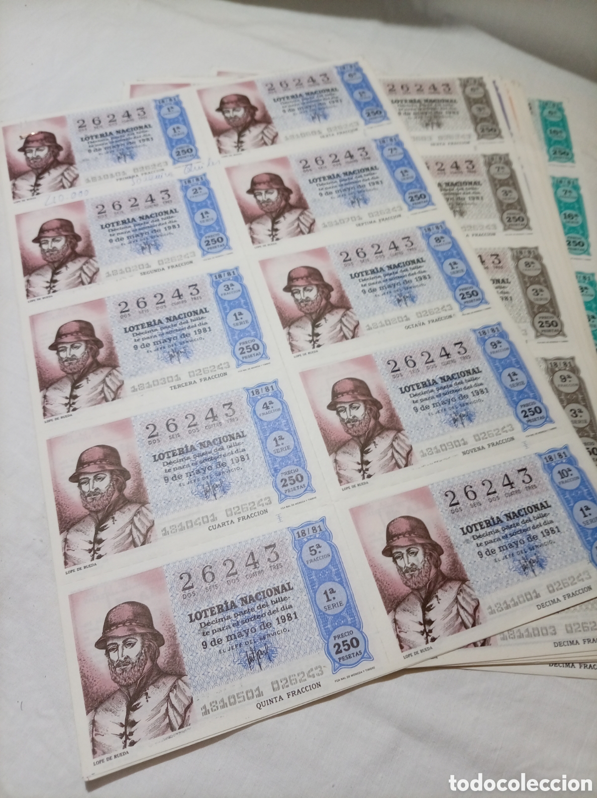 Loter&iacute;a nacional: 160 BILLETES LOTERIA NACIONAL 9/3/1981 N&deg; 26243 SERIES DE LA 1 A LA 16