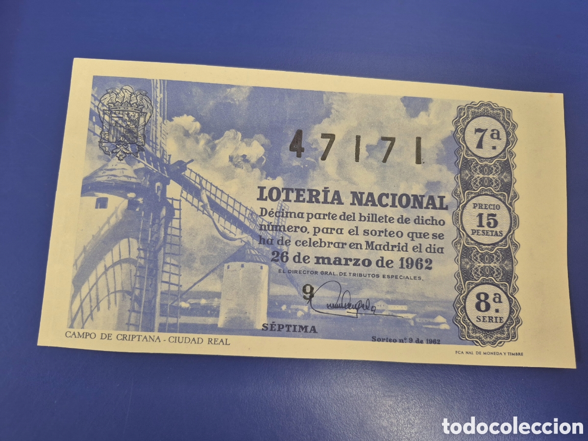 Loter&iacute;a nacional: LOTERIA NACIONAL SORTEO 9 DE 1962 SERIE 8