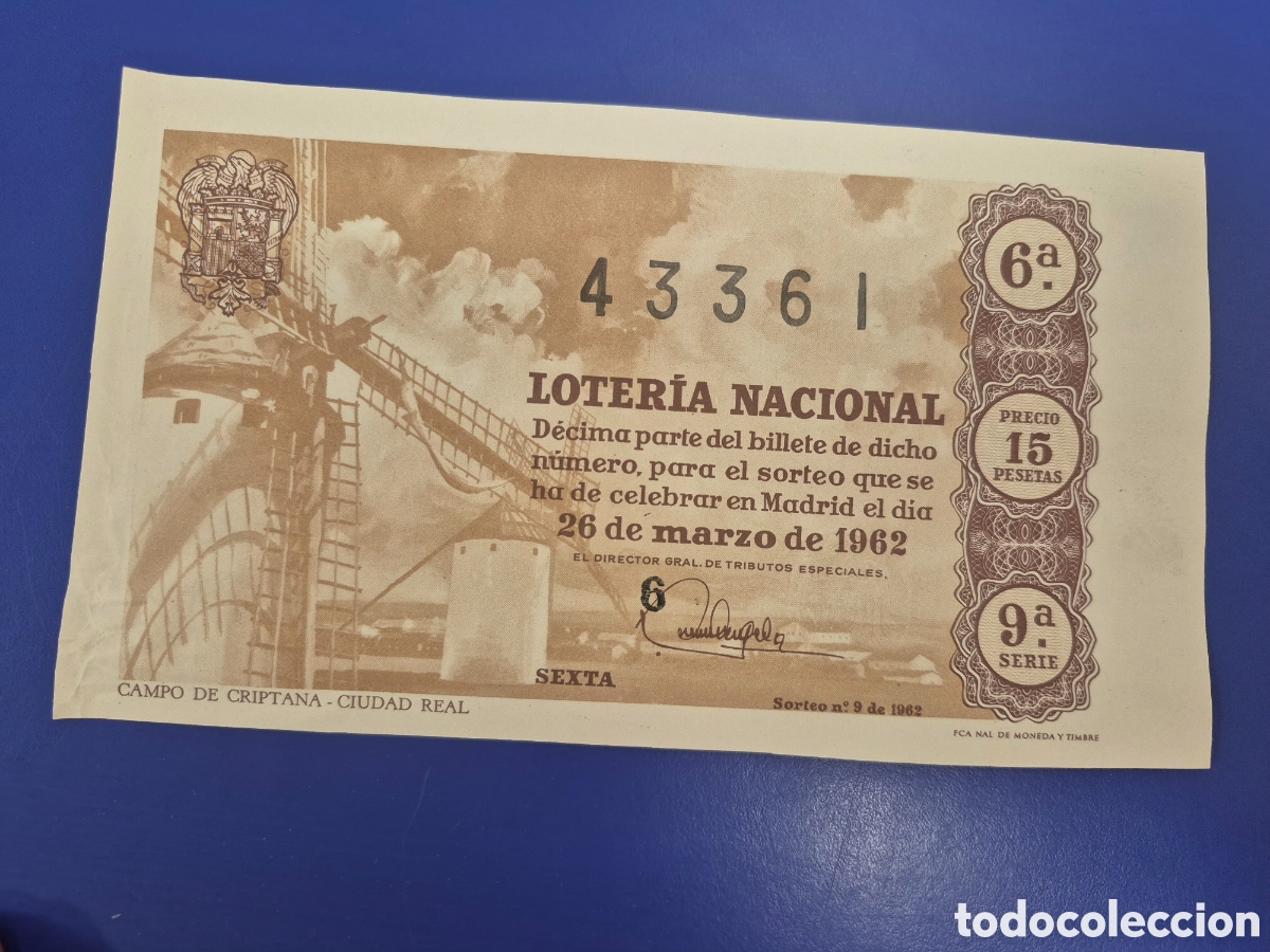 Loter&iacute;a nacional: LOTERIA NACIONAL SORTEO 9 DE 1962 SERIE 9