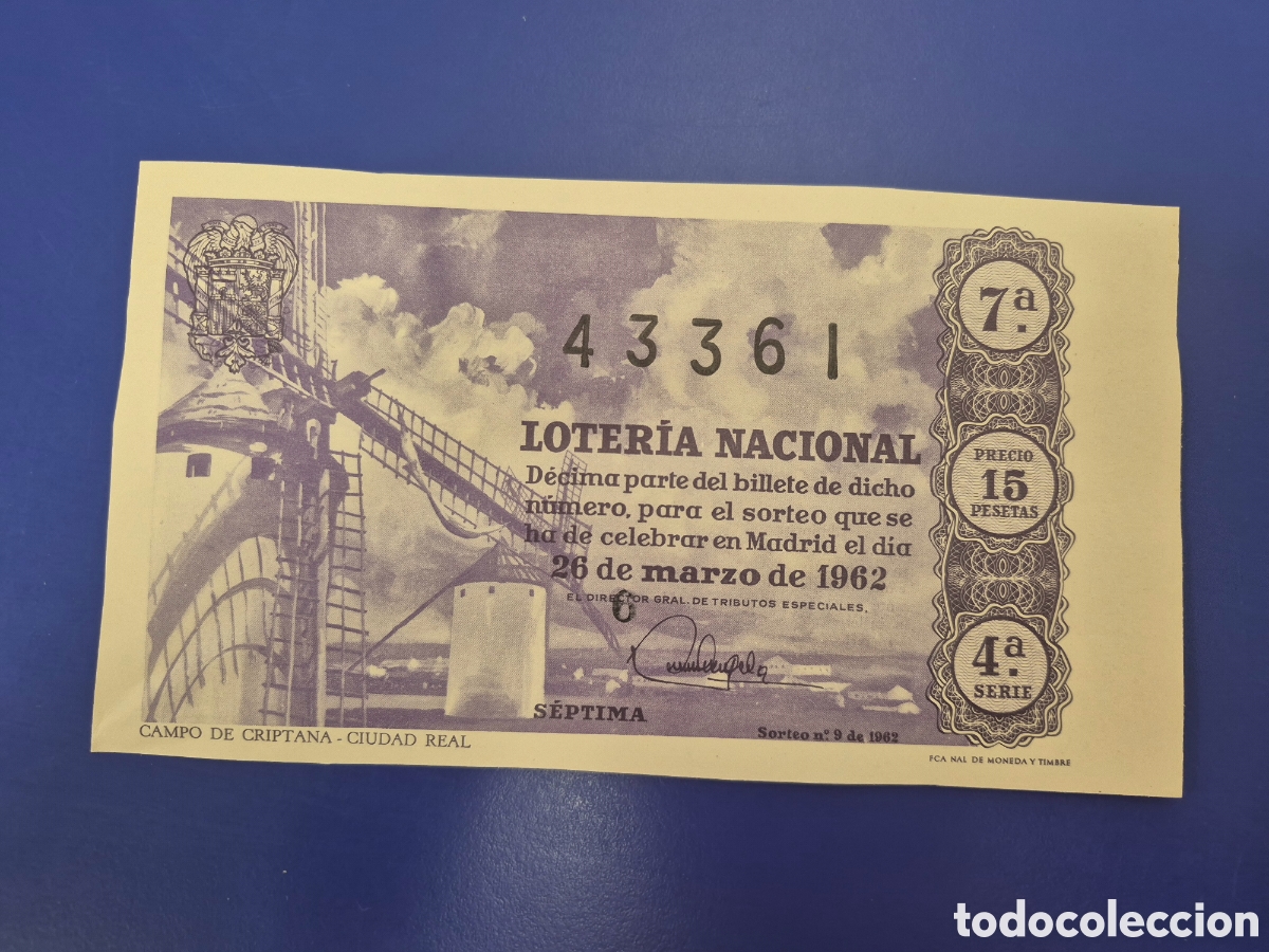 Loter&iacute;a nacional: LOTERIA NACIONAL SORTEO 9 DE 1962 SERIE 4