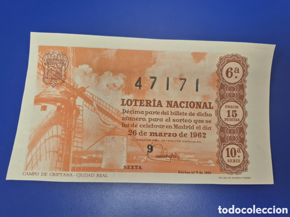 Loter&iacute;a nacional: LOTERIA NACIONAL SORTEO 9 DE 1962 SERIE 10
