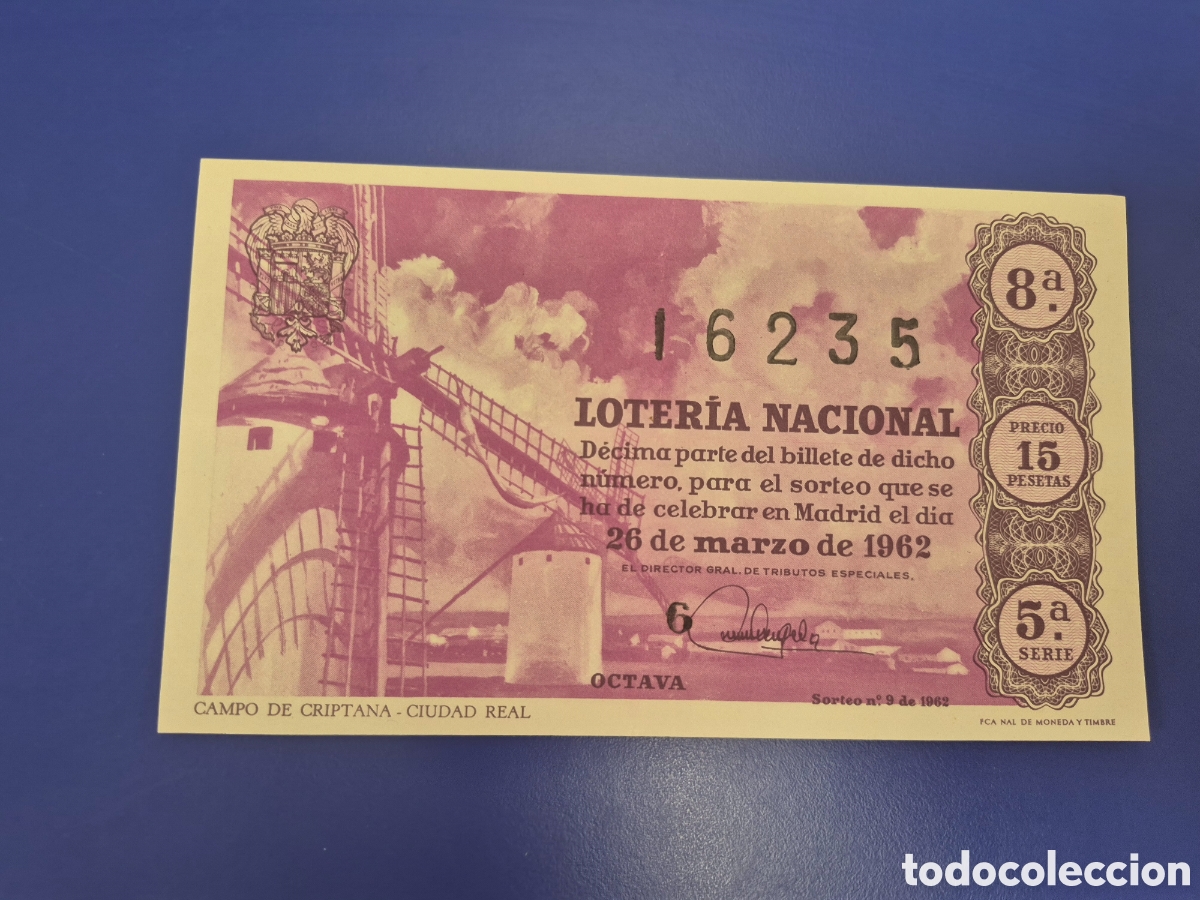 Loter&iacute;a nacional: LOTERIA NACIONAL SORTEO 9 DE 1962 SERIE 5