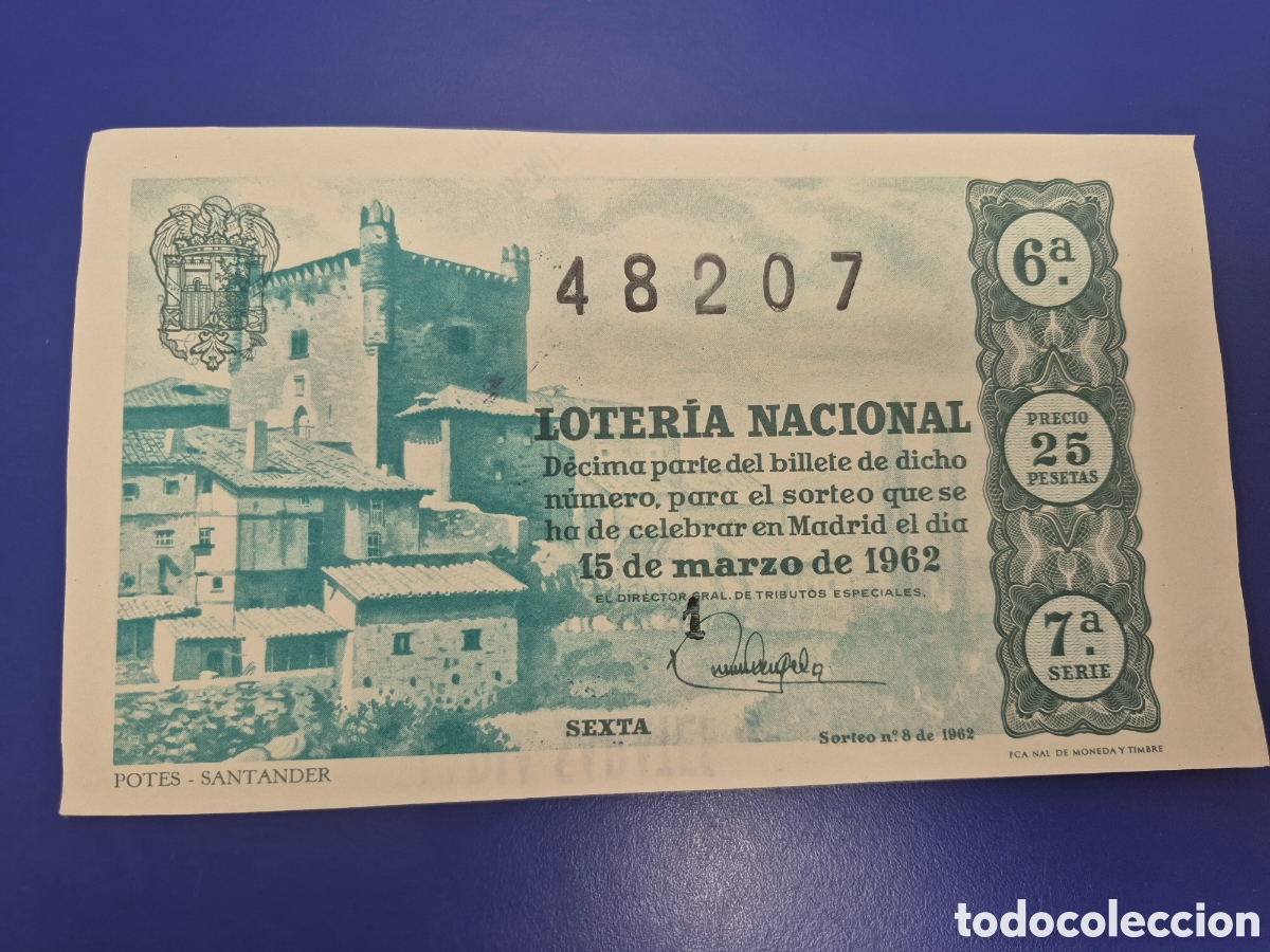 Loter&iacute;a nacional: LOTERIA NACIONAL SORTEO 8 DE 1962 SERIE 7