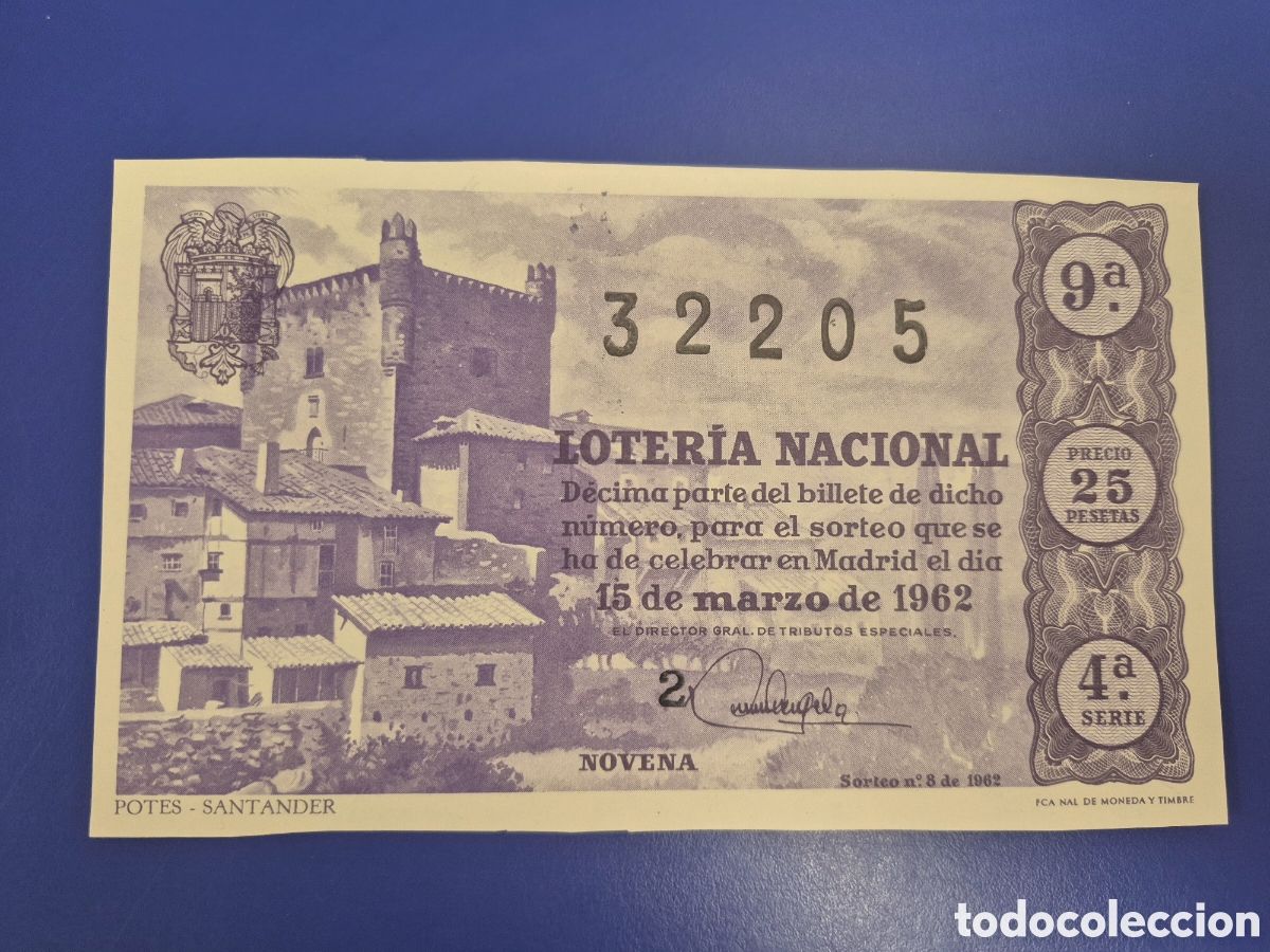 Loter&iacute;a nacional: LOTERIA NACIONAL SORTEO 8 DE 1962 SERIE 4