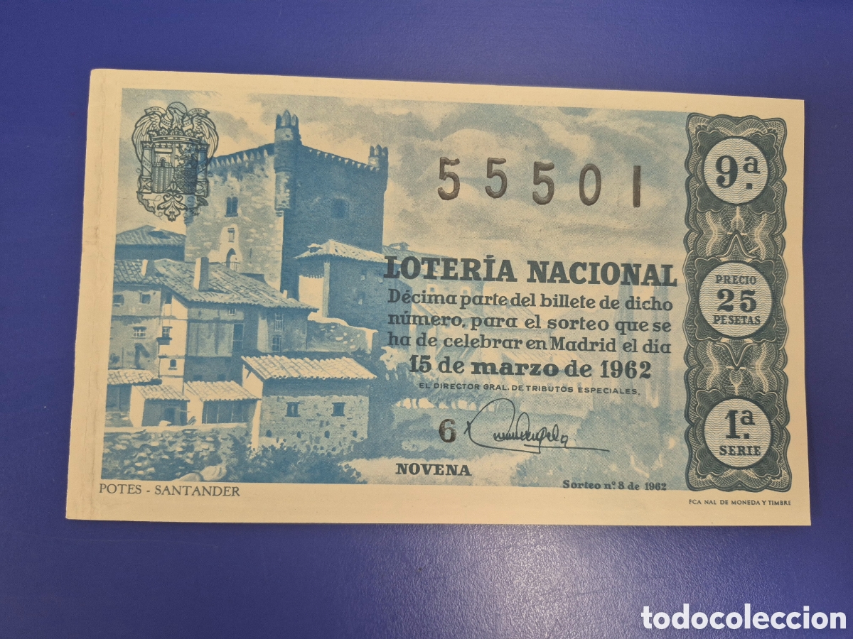 Loter&iacute;a nacional: LOTERIA NACIONAL SORTEO 8 DE 1962 SERIE 1