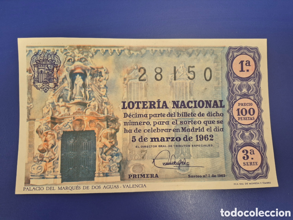 Loter&iacute;a nacional: LOTERIA NACIONAL SORTEO 7 DE 1962 SERIE 3