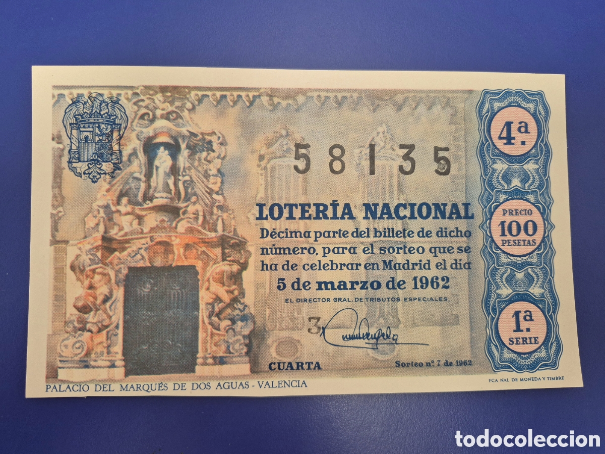Loter&iacute;a nacional: LOTERIA NACIONAL SORTEO 7 DE 1962 SERIE 3