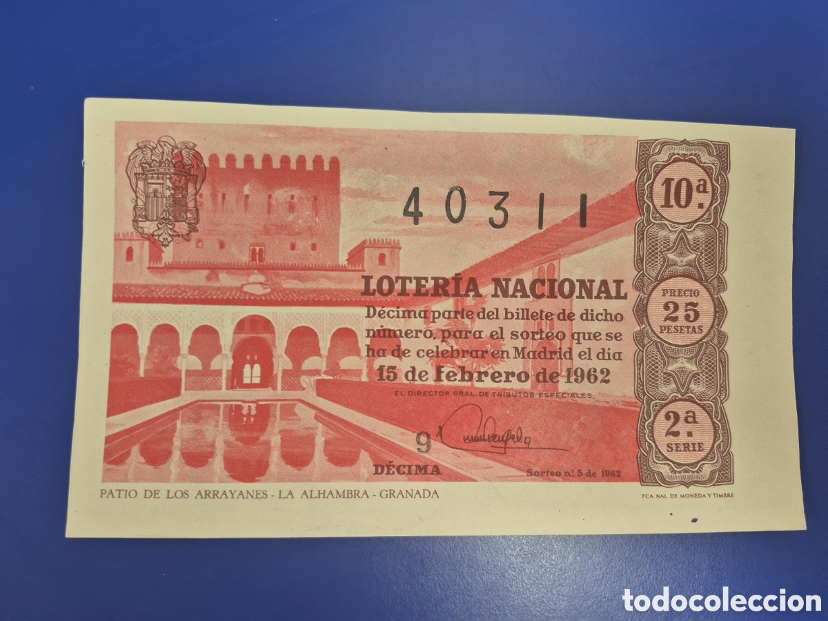 Lotaria Nacional: LOTERIA NACIONAL SORTEO 5 DE 1962 SERIE 2