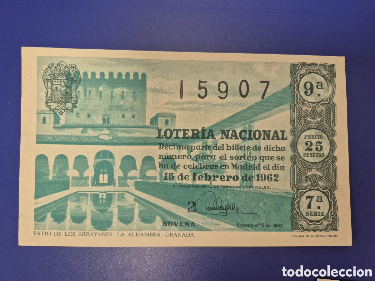 Loter&iacute;a nacional: LOTERIA NACIONAL SORTEO 5 DE 1962 SERIE 7