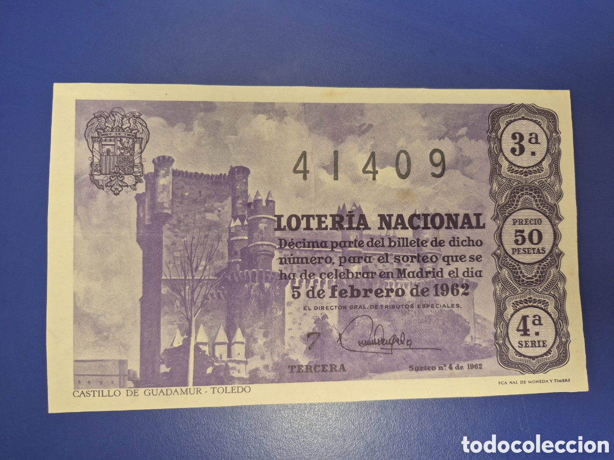 Loter&iacute;a nacional: LOTERIA NACIONAL SORTEO 4 DE 1962 SERIE 4