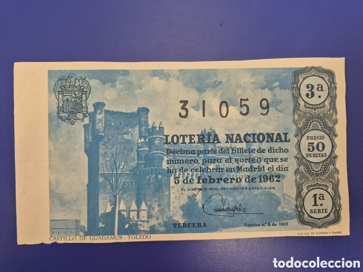 Loter&iacute;a nacional: LOTERIA NACIONAL SORTEO 4 DE 1962 SERIE 1