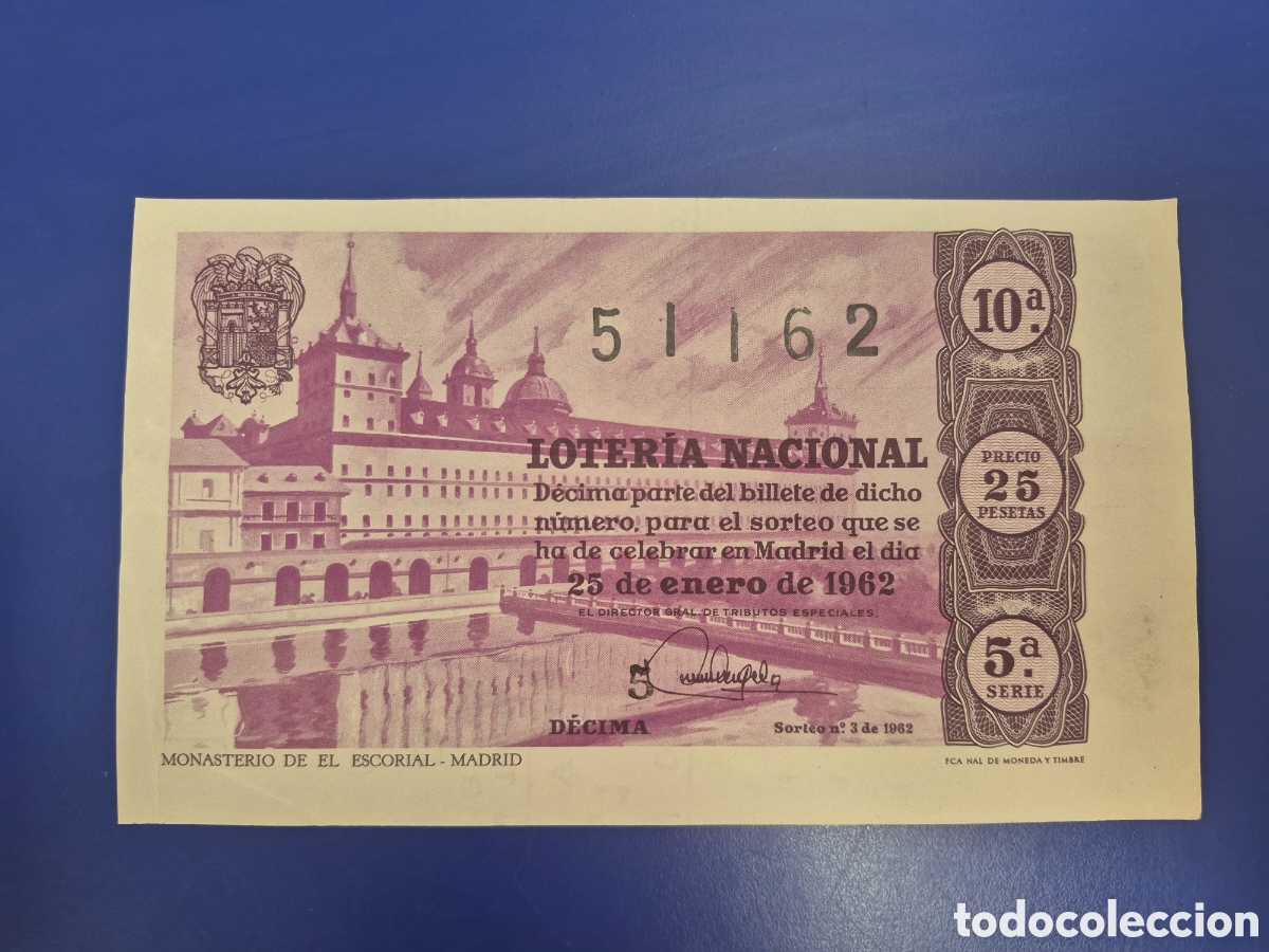 Loter&iacute;a nacional: LOTERIA NACIONAL SORTEO 3 DE 1962 SERIE 5
