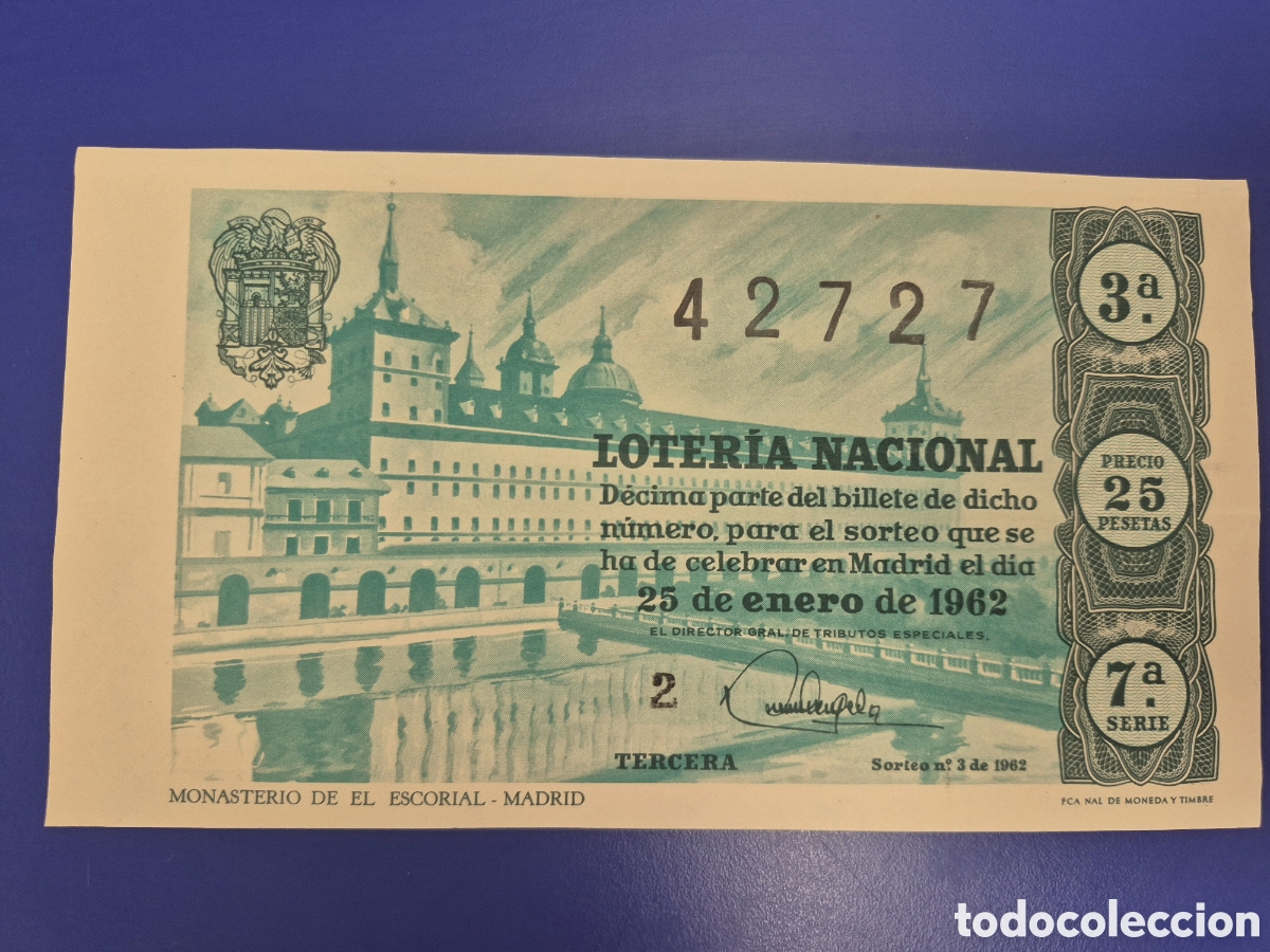 Loter&iacute;a nacional: LOTERIA NACIONAL SORTEO 3 DE 1962 SERIE 7