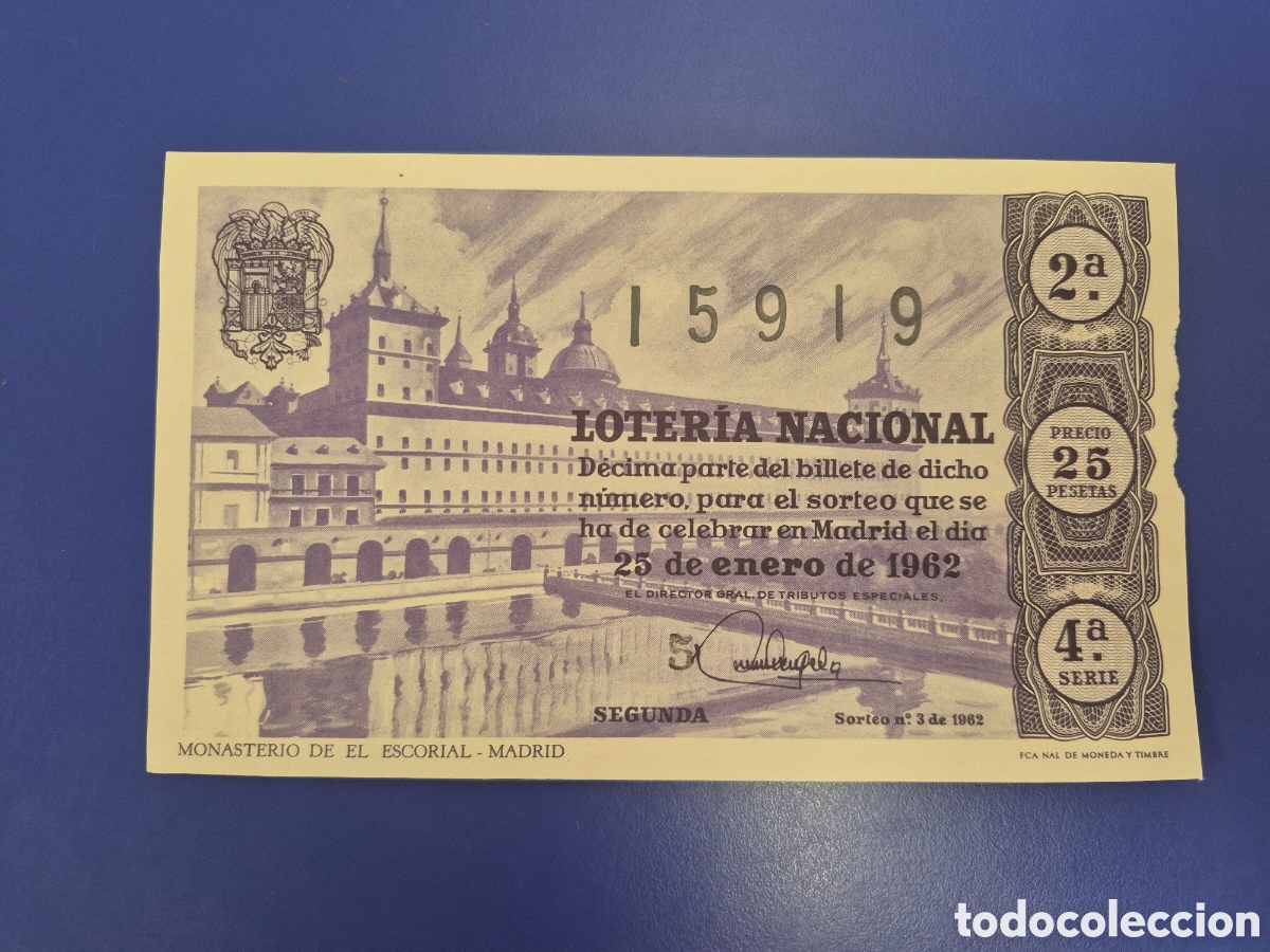Loter&iacute;a nacional: LOTERIA NACIONAL SORTEO 3 DE 1962 SERIE 4