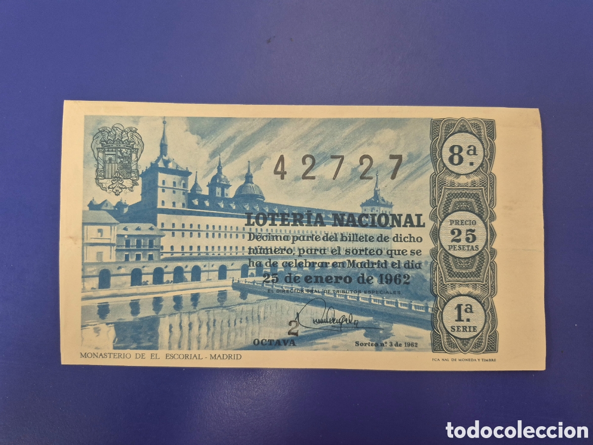 Loter&iacute;a nacional: LOTERIA NACIONAL SORTEO 3 DE 1962 SERIE 1