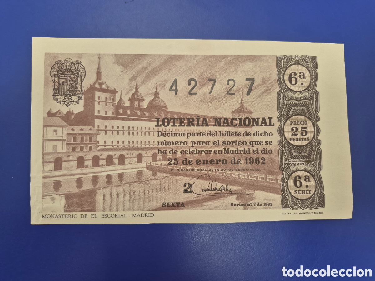 Loter&iacute;a nacional: LOTERIA NACIONAL SORTEO 3 DE 1962 SERIE 5