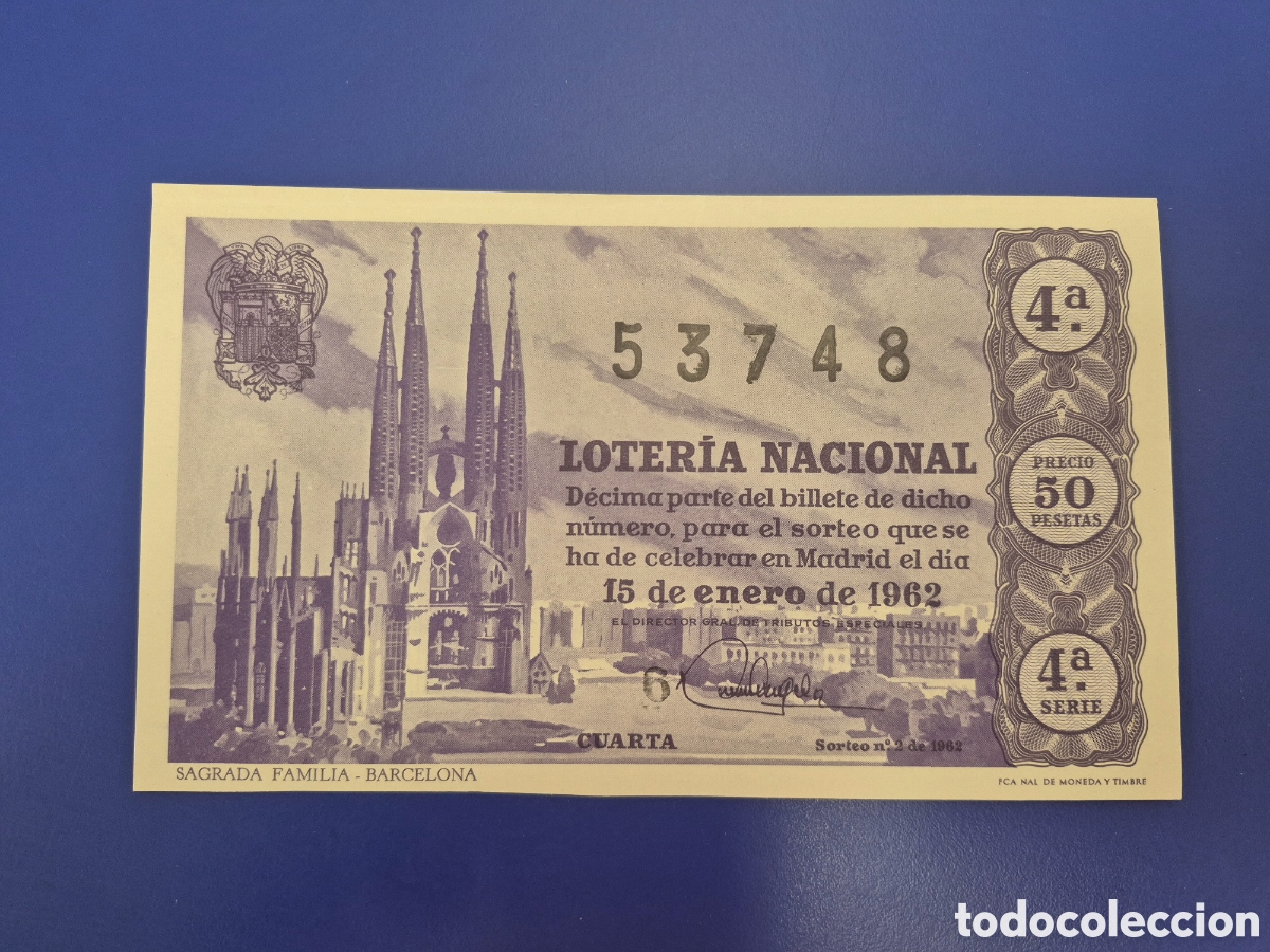 Loter&iacute;a nacional: LOTERIA NACIONAL SORTEO 2 DE 1962 SERIE 4