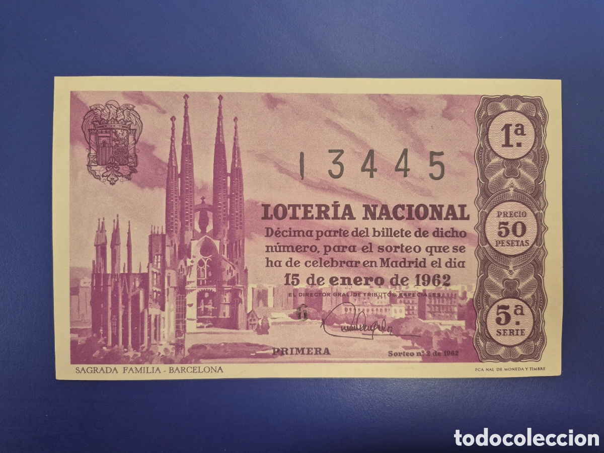Loter&iacute;a nacional: LOTERIA NACIONAL SORTEO 2 DE 1962 SERIE 5
