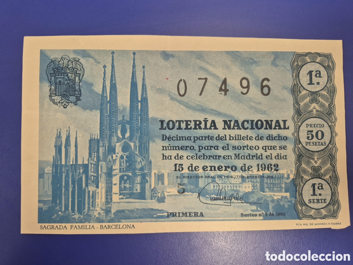 Loter&iacute;a nacional: LOTERIA NACIONAL SORTEO 2 DE 1962 SERIE 1