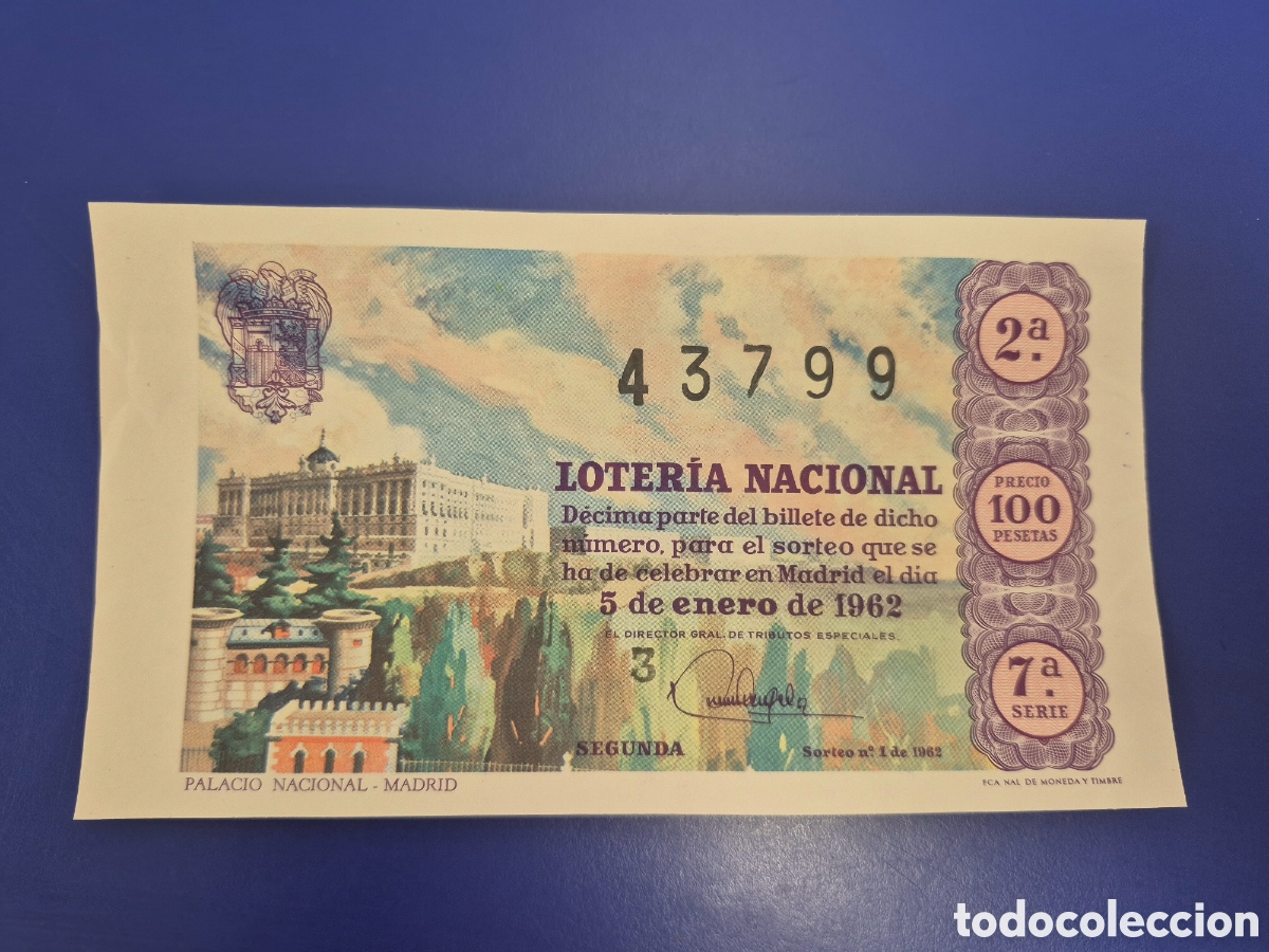 Loter&iacute;a nacional: LOTERIA NACIONAL SORTEO 2 DE 1962 NI&Ntilde;O SERIE 7