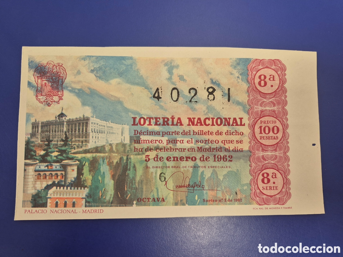 Loter&iacute;a nacional: LOTERIA NACIONAL SORTEO 2 DE 1962 NI&Ntilde;O SERIE 8
