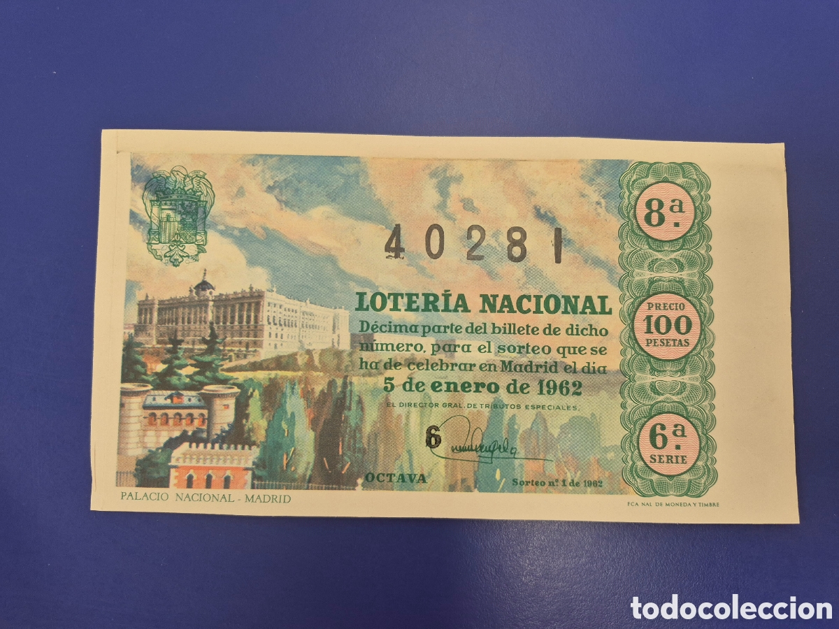 Loter&iacute;a nacional: LOTERIA NACIONAL SORTEO 1 DE 1962 NI&Ntilde;O SERIE 6