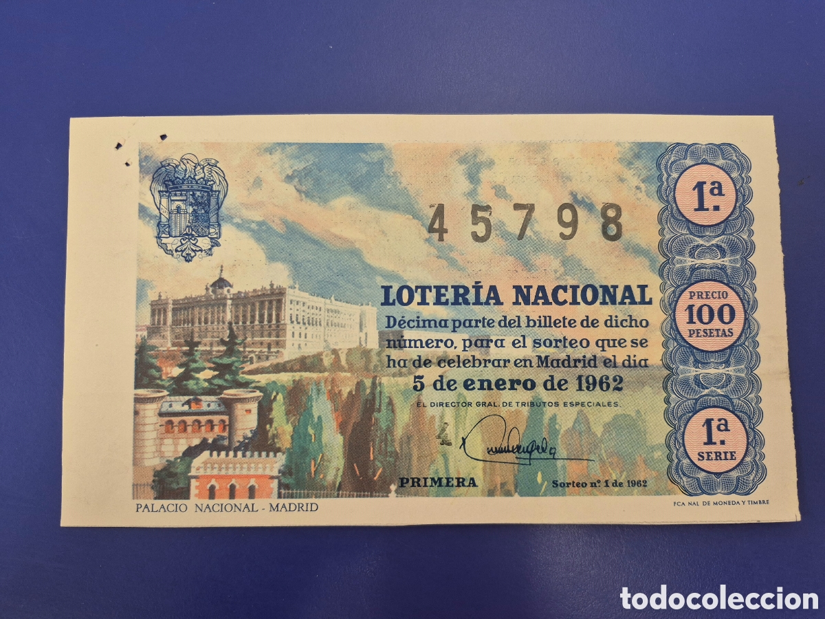 Loter&iacute;a nacional: LOTERIA NACIONAL SORTEO 1 DE 1962 NI&Ntilde;O SERIE 1