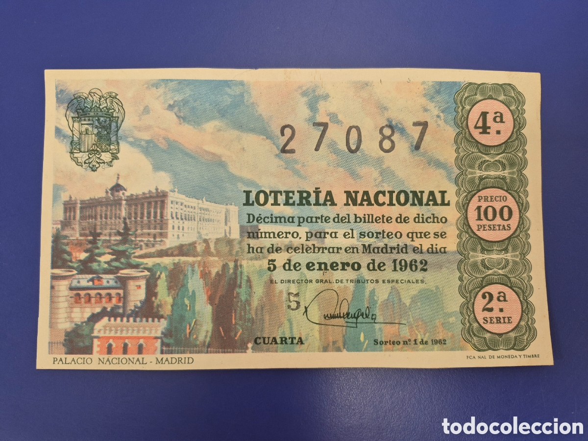 Loter&iacute;a nacional: LOTERIA NACIONAL SORTEO 1 DE 1962 NI&Ntilde;O SERIE 2