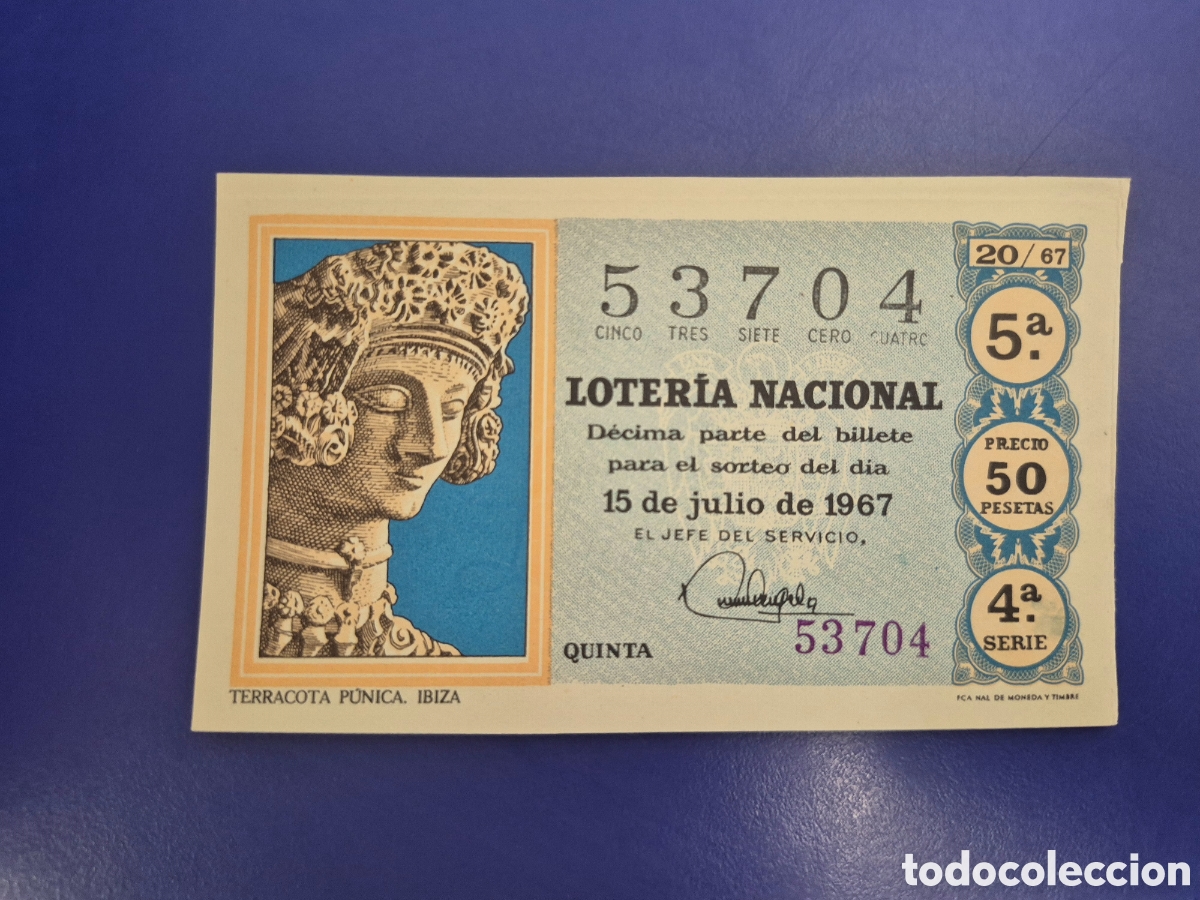 Loter&iacute;a nacional: LOTERIA NACIONAL SORTEO 20 DE 1967 SERIE 4