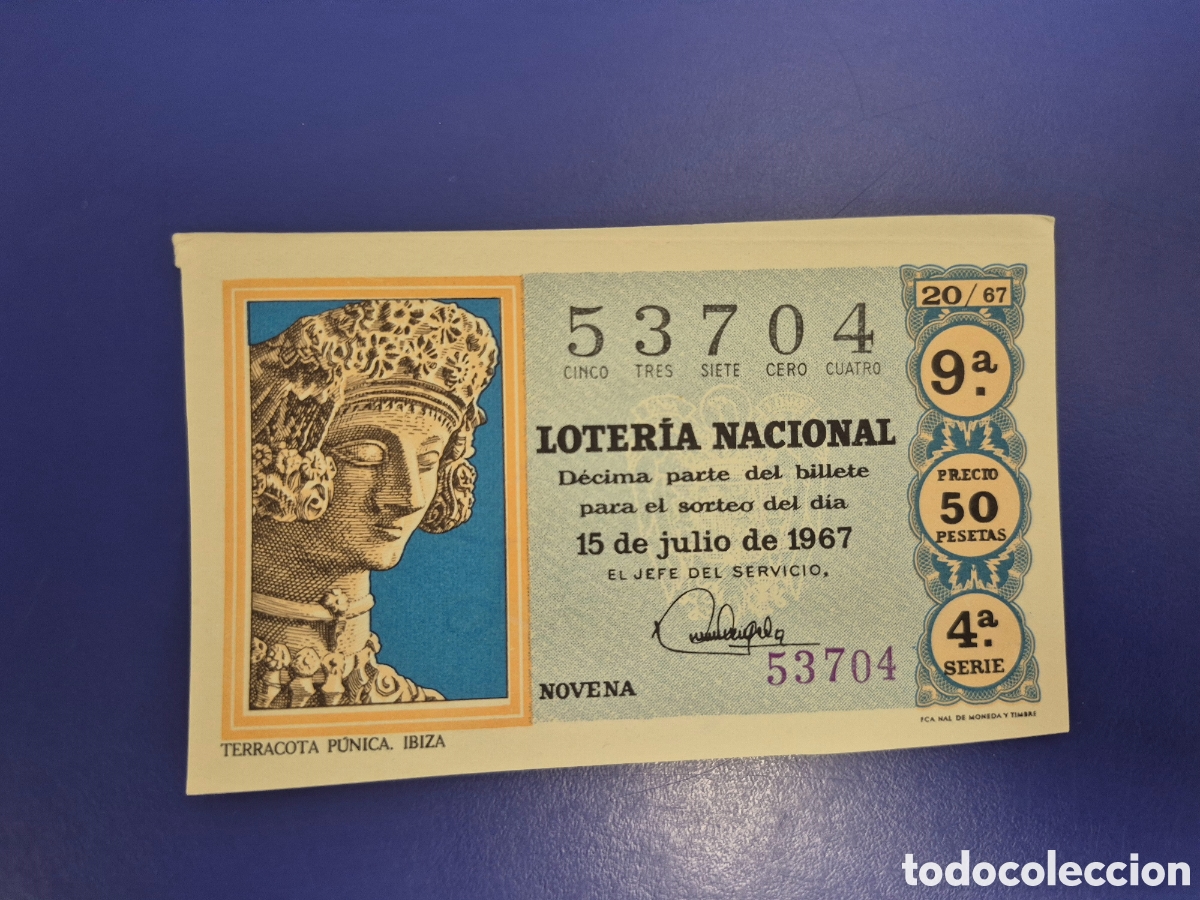 Loter&iacute;a nacional: LOTERIA NACIONAL SORTEO 20 DE 1967 SERIE 4