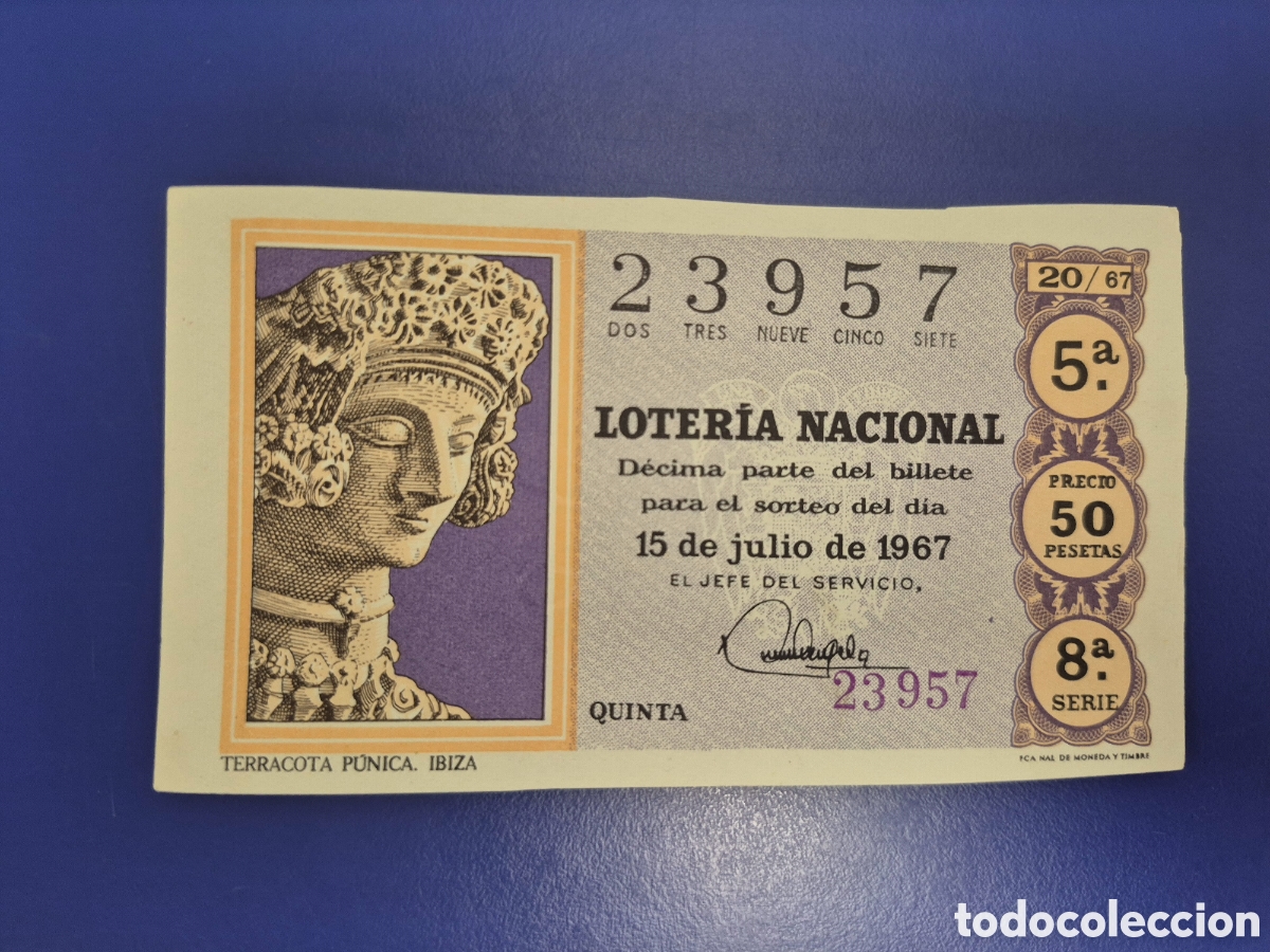 Loter&iacute;a nacional: LOTERIA NACIONAL SORTEO 20 DE 1967 SERIE 8