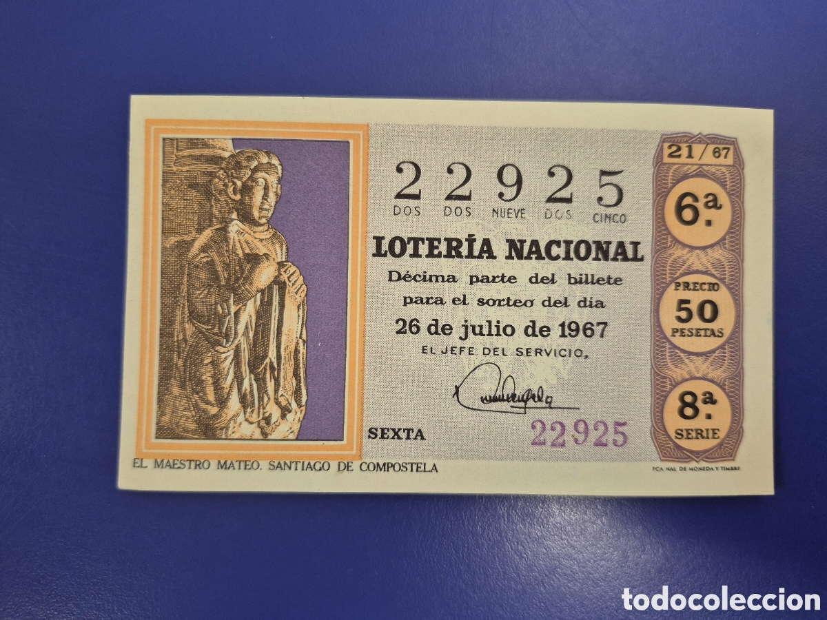 Loter&iacute;a nacional: LOTERIA NACIONAL SORTEO 21 DE 1967 SERIE 8