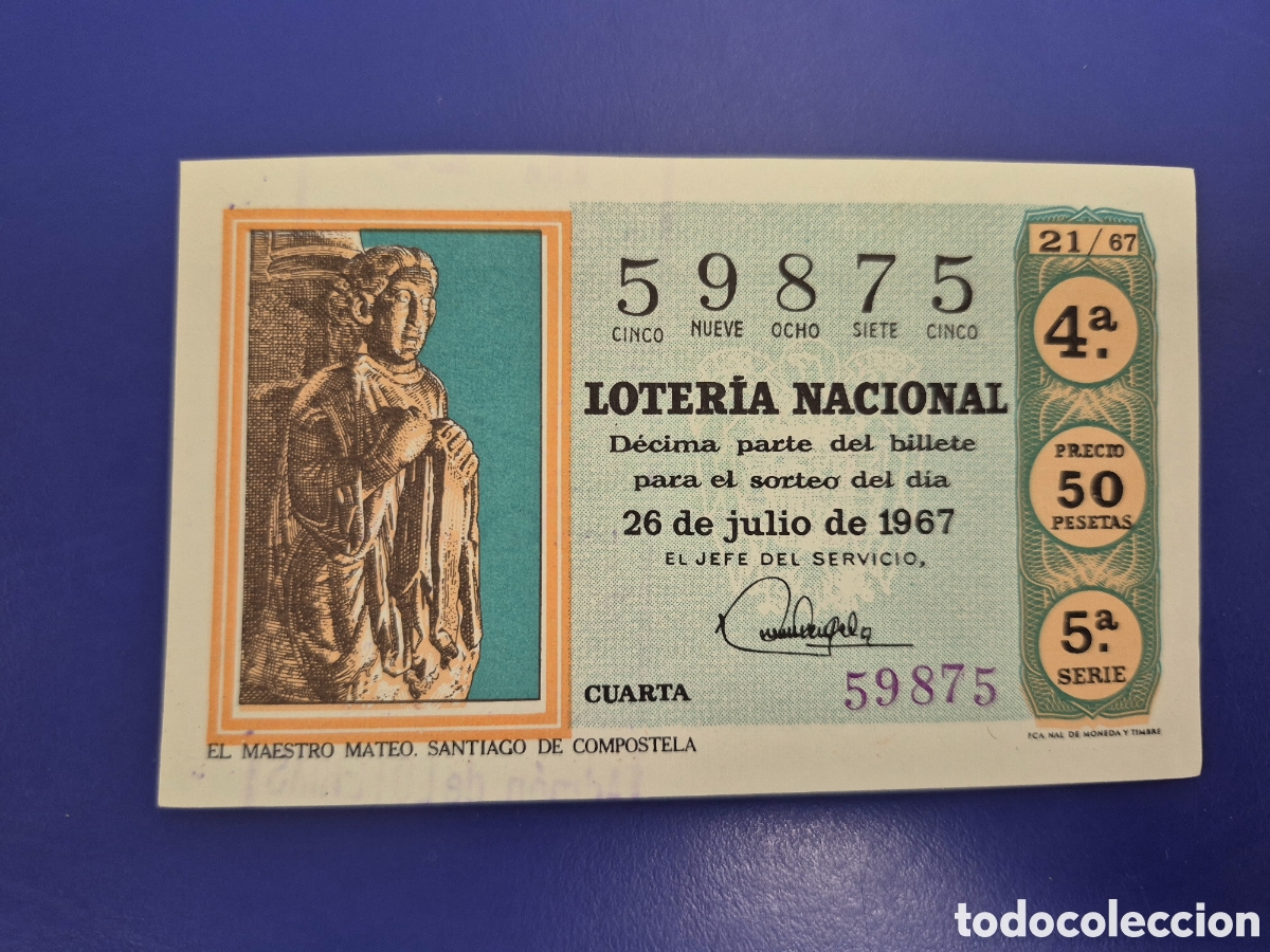 Loter&iacute;a nacional: LOTERIA NACIONAL SORTEO 21 DE 1967 SERIE 5