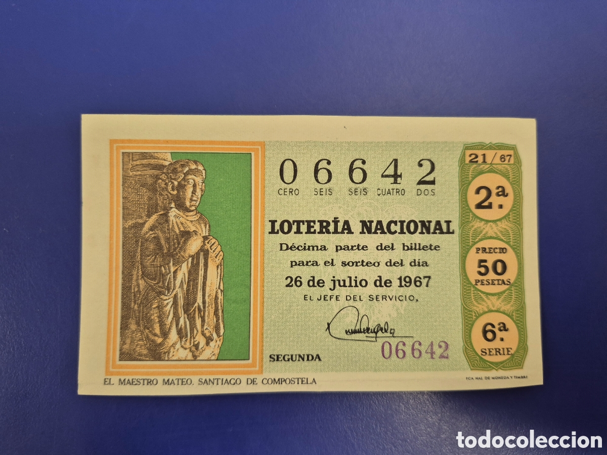 Loter&iacute;a nacional: LOTERIA NACIONAL SORTEO 21 DE 1967 SERIE 6