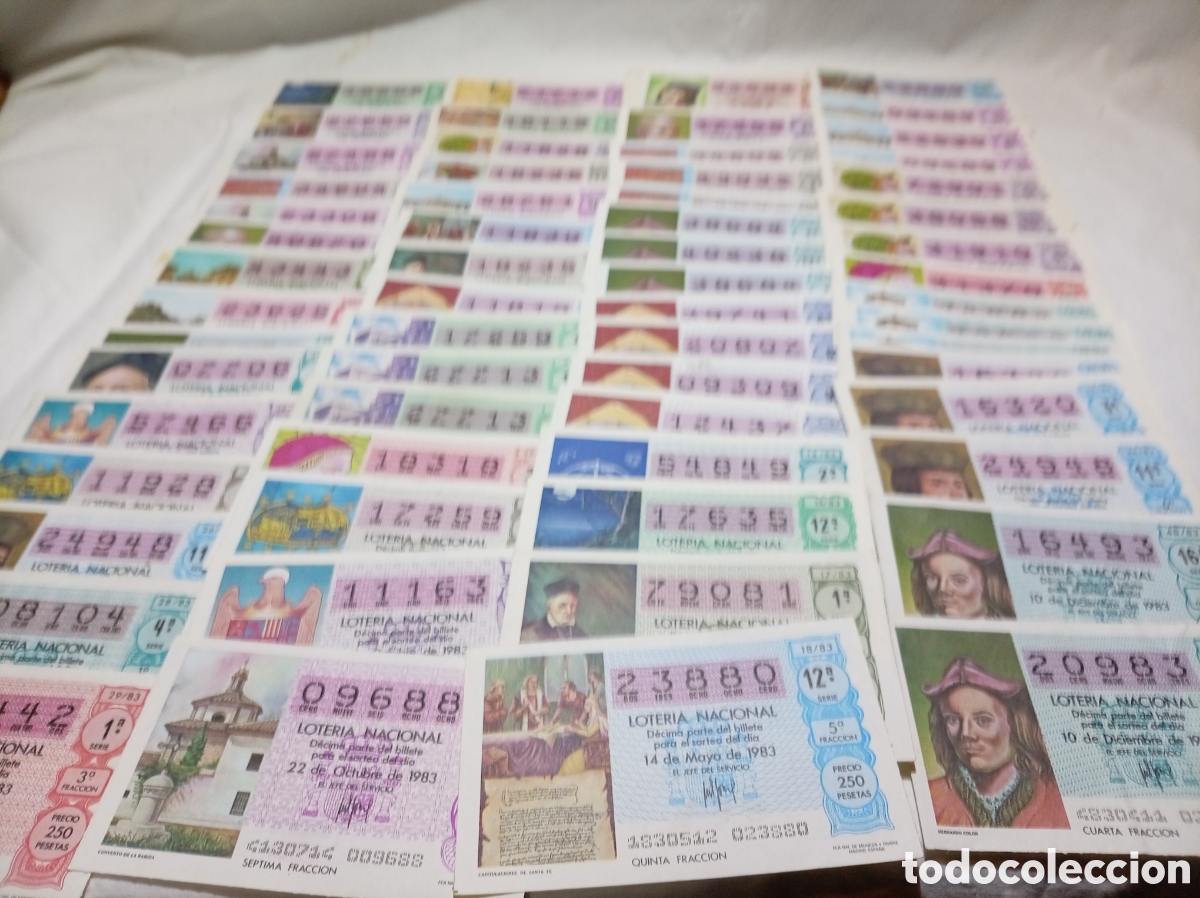 Loter&iacute;a nacional: LOTE DE 91 D&Eacute;CIMOS DE 1983 CON TEM&Aacute;TICA COLONIZACI&Oacute;N ESPA&Ntilde;OLA