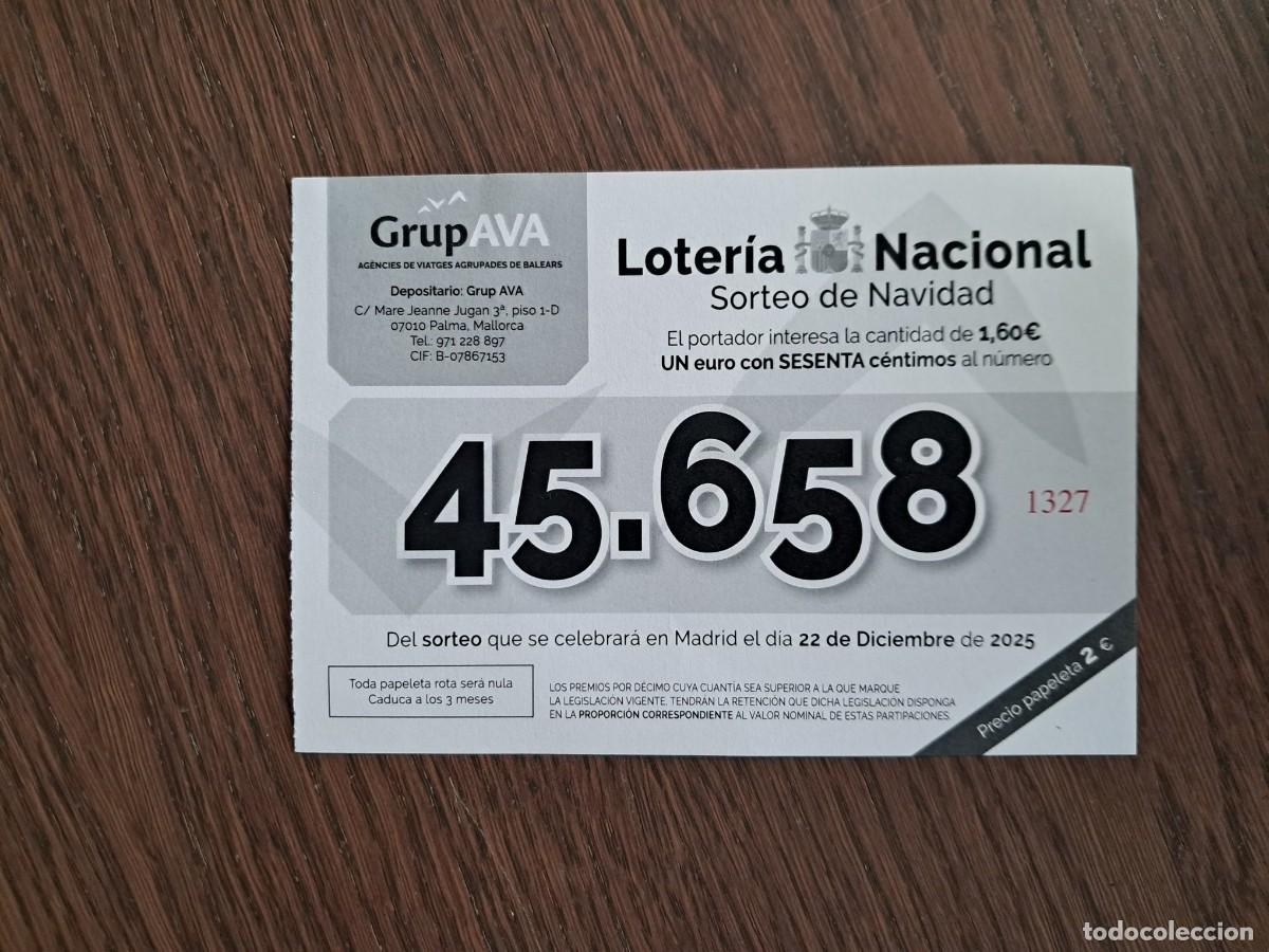 Loter&iacute;a nacional: participaci&oacute;n de loter&iacute;a de navidad, grup ava, ag&egrave;ncies de viatges, Palma de Mallorca, a&ntilde;o 2025