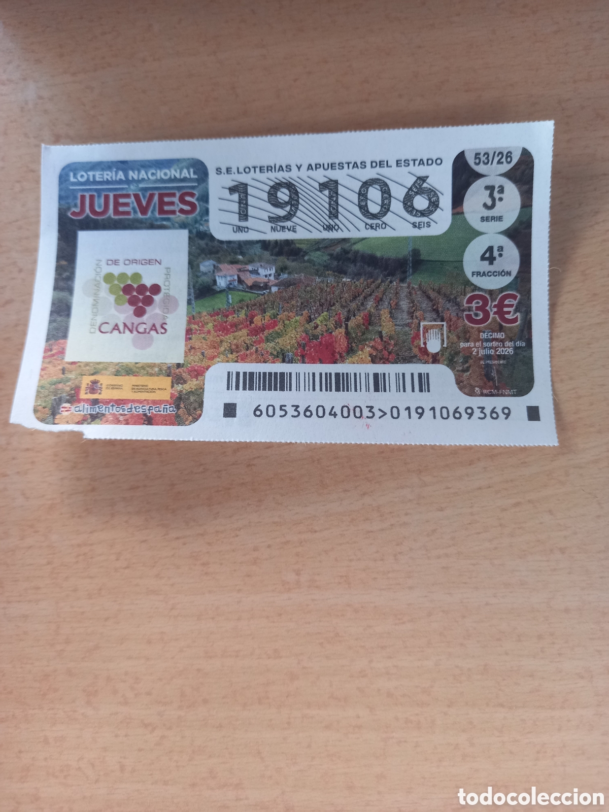 Loter&iacute;a nacional: LOTER&Iacute;A 2 JULIO 2026 - DENOMINACI&Oacute;N DE ORIGEN PROTEGIDA CANGAS