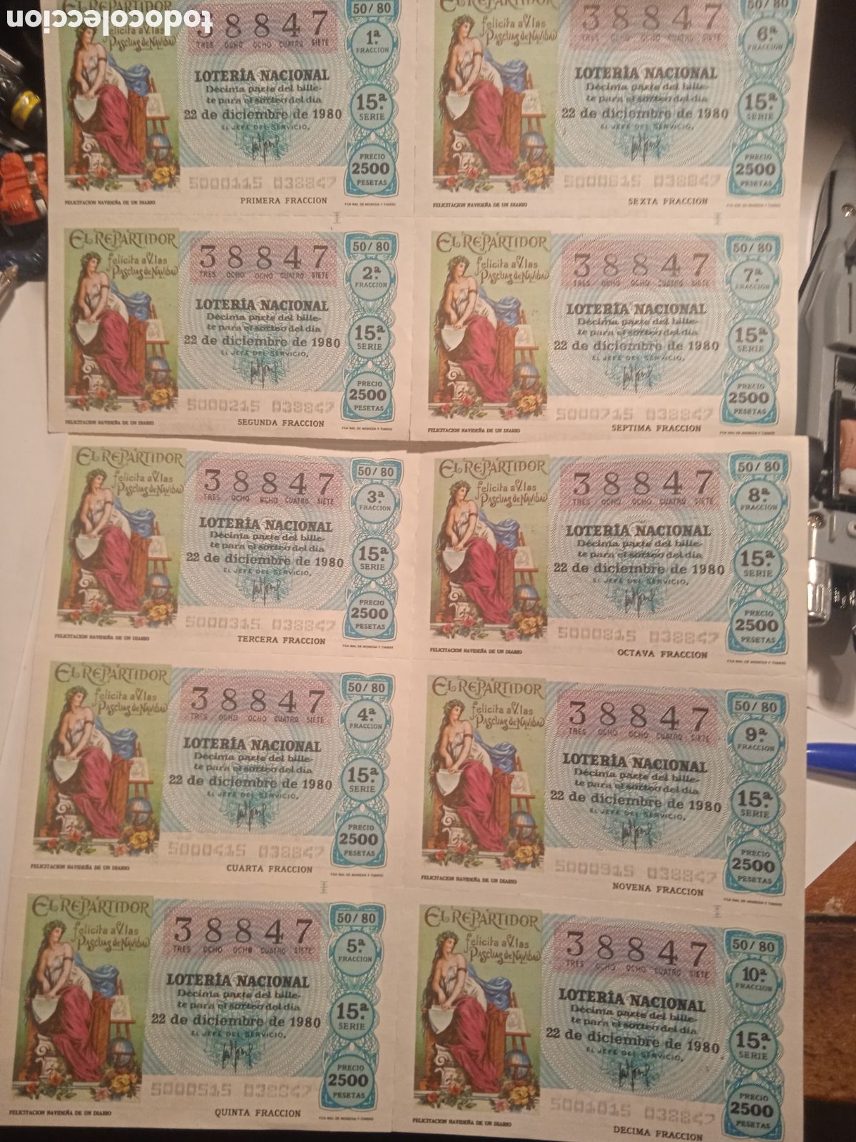 Loter&iacute;a nacional: SERIE LOTERIA NACIONAL 22 DICIEMBRE 1980