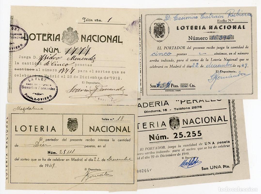 Loter&iacute;a nacional: LOTE DE 4 PARTICIPACIONES LOTERIA DE NAVIDAD. DIFERENTES FECHAS