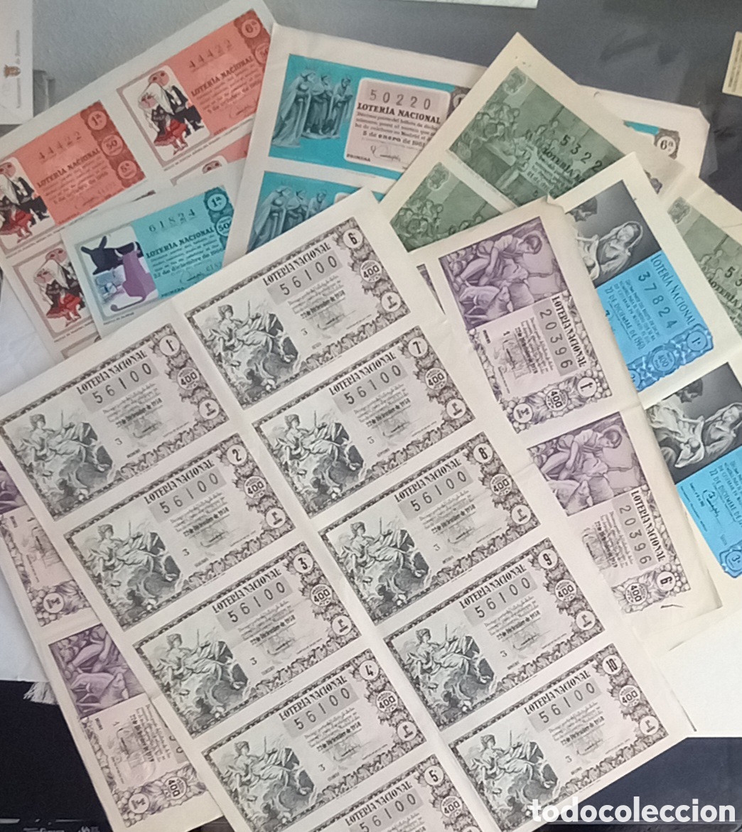 Loter&iacute;a nacional: 7 serie de 10 decimos anos 1958, 59,60,61,63 66