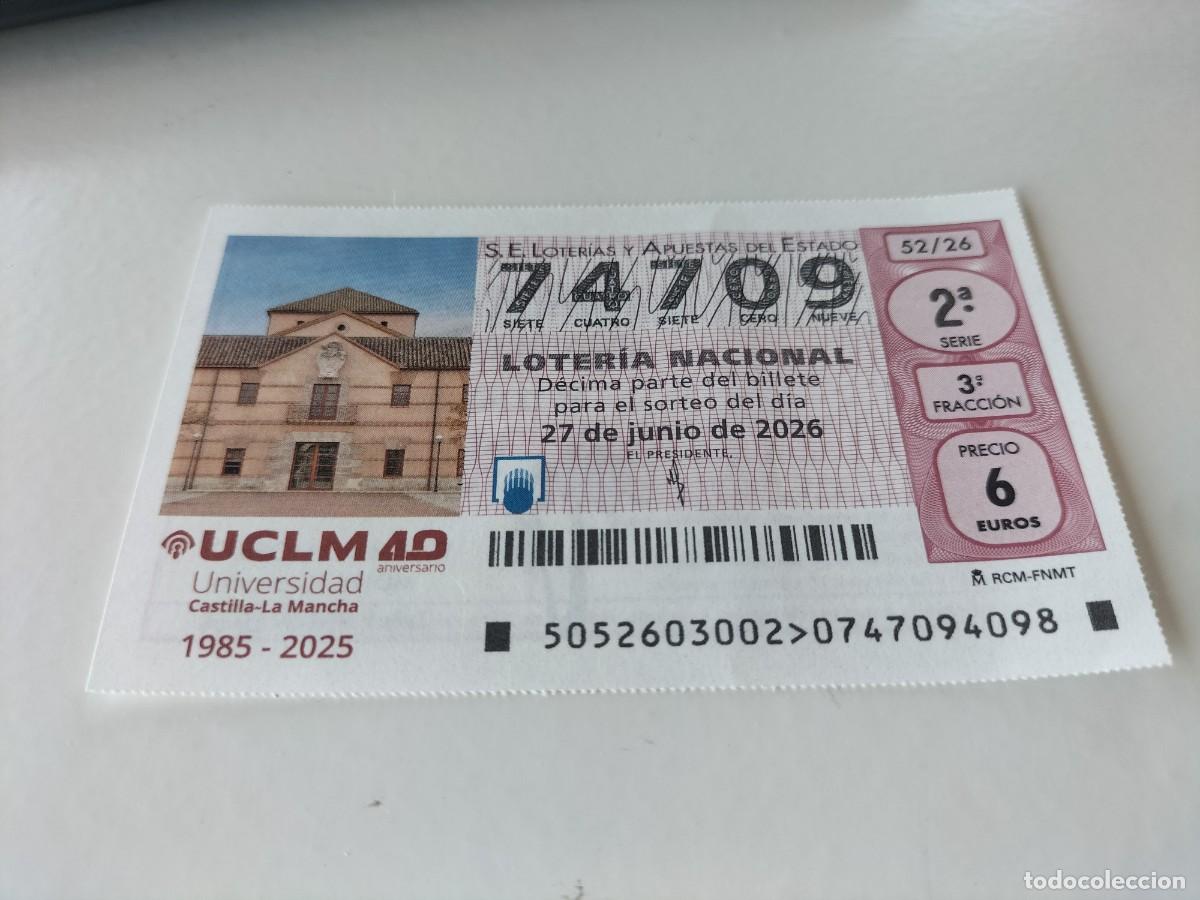 Nationale spanische Lotterie: 1 DECIMO LOTERIA NACIONAL SABADO 27 JUNIO 2026 52/26 UNIVERSIDAD CASTILLA LA MANCHA