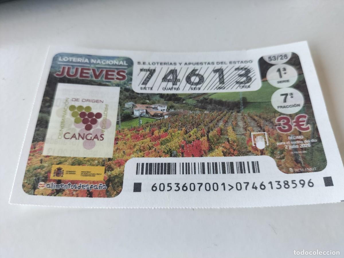 Nationale spanische Lotterie: 1 DECIMO LOTERIA NACIONAL JUEVES 2 JULIO 2026 53/26 VINOS DE CANGAS DE ONIS