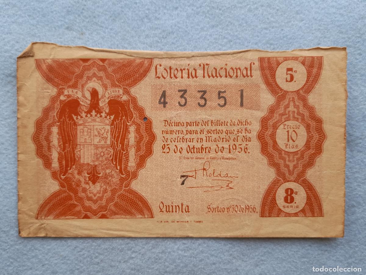 Loter&iacute;a nacional: D&eacute;cimo. Sorteo n&ordm; 30 de 1956. - Foto 1