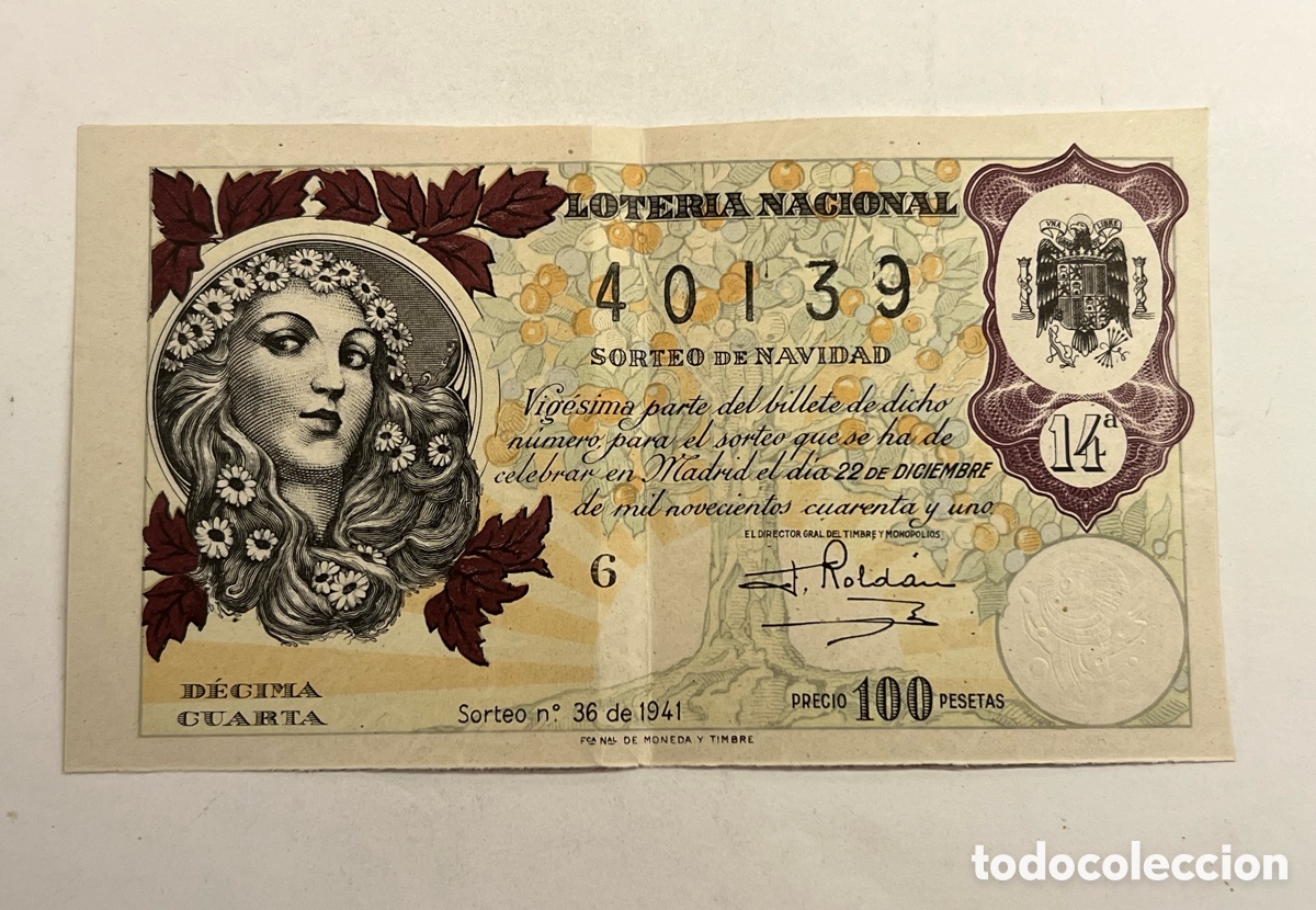 Loter&iacute;a nacional: LOTER&Iacute;A NACIONAL. Sorteo de Navidad (a.1941) Escudo &Aacute;guila de San Juan. Ilustracion Modernista