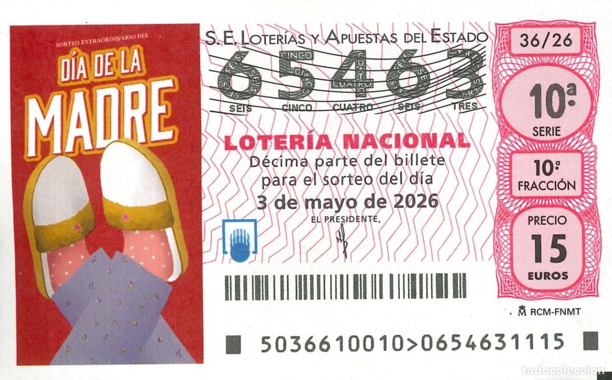 Nationale spanische Lotterie: LOTERIA NACIONAL - 65463 - 3 MAYO 2026 - DIA DE LA MADRE