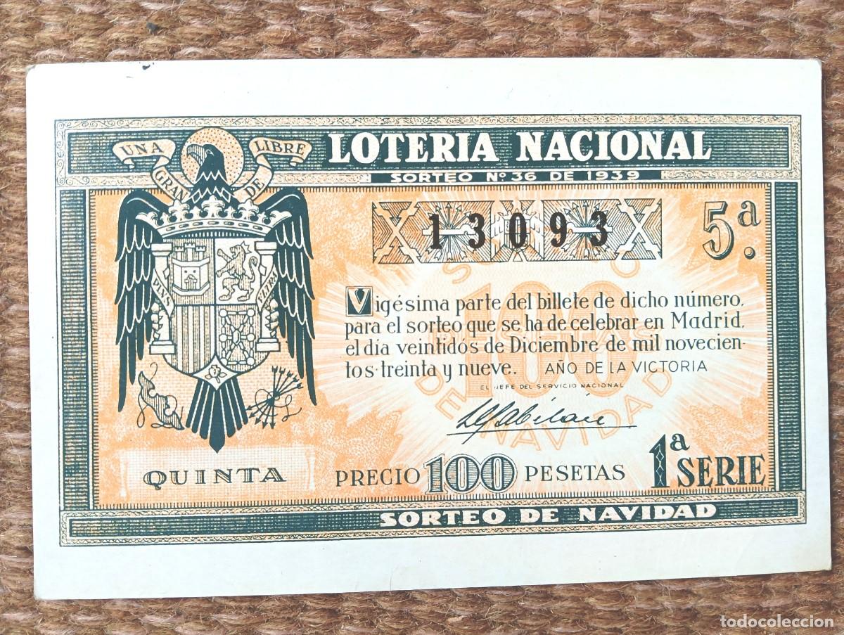 Loter&iacute;a nacional: LOTERIA NACIONAL - SORTEO 22 DICIEMBRE 1939 - PRIMER PREMIO