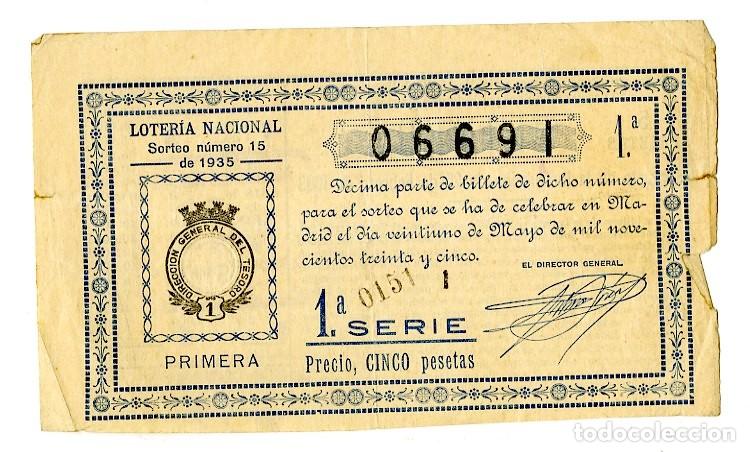 Loter&iacute;a nacional: Loter&iacute;a Nacional 21 de Mayo de 1935