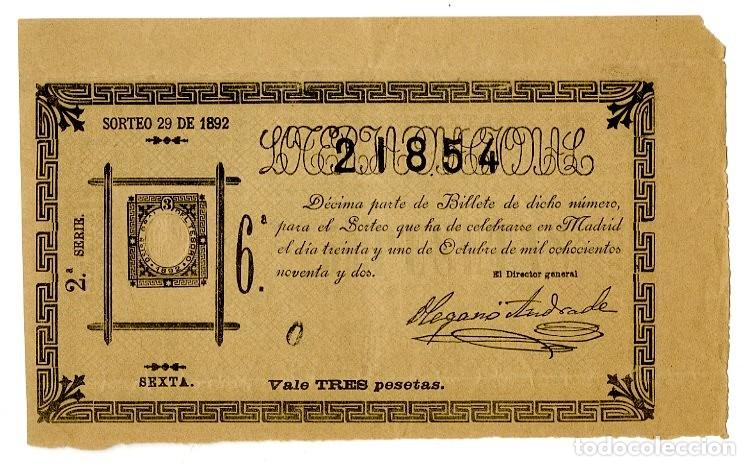 Loter&iacute;a nacional: Loter&iacute;a Nacional 31 de Octubre 1892