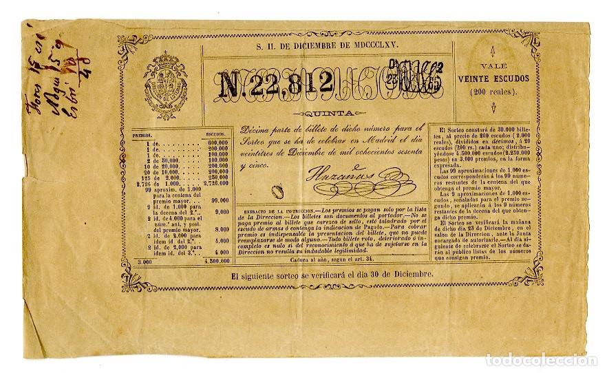 Loter&iacute;a nacional: Loter&iacute;a Nacional 11 de Diciembre de 1865
